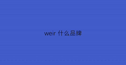 weir什么品牌(weinbrenner是什么牌子价格)